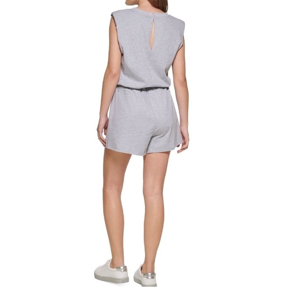 Calvin Klein cotton romper short sleeve drawstring waist grey women’s XL NWT - Picture 2 of 8